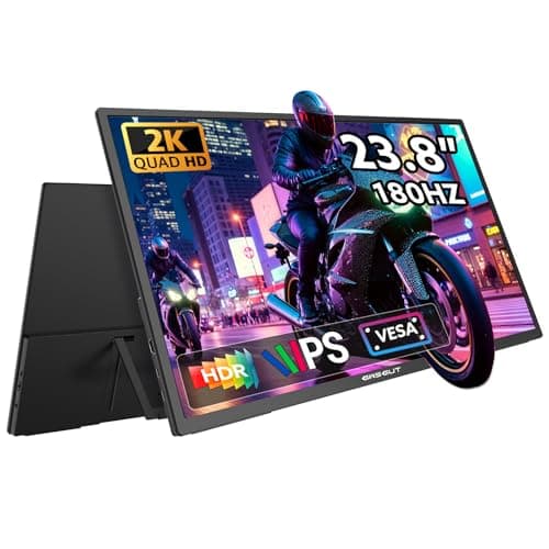 GWSGUT 23.8'' 2K 180Hz Portable Monitor QHD Wide 1440p VESA USB-C HDMI Large Second External Gaming Screen Built-in Stand Speakers, for Laptop Mac PS4/5 Xbox Switch HDR IPS Display (2k 180Hz, 23.8")