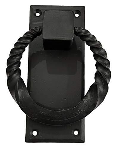 Adonai Hardware Baalath Antique Heavy Duty Forged Front Entry Sturdy Ring Door Knockers (1 Pack, Matte Black) for Vintage Wooden Barn Shed Doors, Gates, Fences, Furniture, Castle and Farmhouse