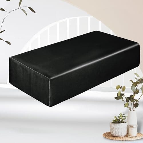 VACVELT Satin Cube Pillow Case for Side Sleepers, Black Satin Pillowcase Cube Pillow Cover with Hidden Zipper, Silky and Smooth Satin Pillow Case for Cube Pillow (24"x12"x5.5")