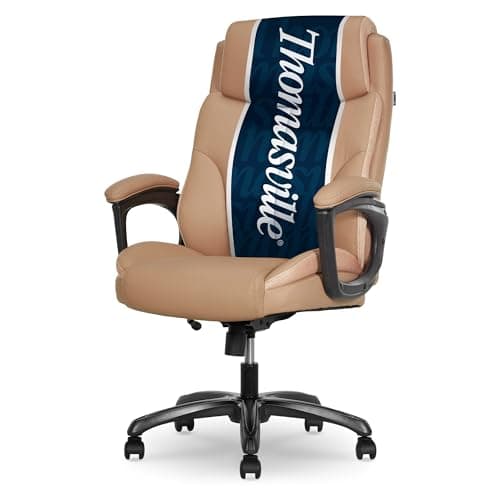 Thomasville Danvers Big & Tall Office Chair, Ergonomic High-Back and Contoured Lumbar Support, Supportive ComfortCraft Seat Cushion Technology, Breathable Vegan Leather with Padded Armrests, Tan