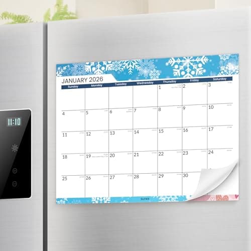 SUNEE Magnetic Calendar for Refrigerator 2026-2027 from October 2025 to June 2027, Fridge Calendar Magnet 21 Months for Family, 8.5"x11" Monthly Wall Calendar, Seasonal
