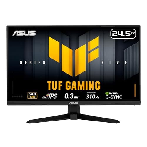 ASUS TUF Gaming Series 5 24.5” 1080P Monitor (VG259QMR5A) - Fast-IPS, 310Hz, 0.3ms, G-SYNC Compatible, FreeSync Premium, Extreme Low Motion Blur Sync, 99% sRGB, DisplayWidget, Gaming AI, 3 yr warranty