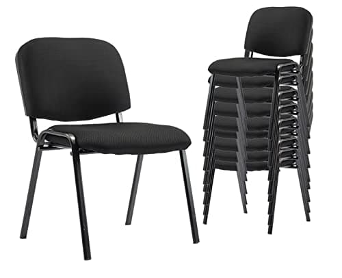 Shunzhi Stackable Waiting Room Chairs Set of 10, Black Mesh Conference Lobby Chairs No Wheel, Padded Stationary Office Reception Guest Chair for Breakroom/Clinic/Church/School/Meeting/Desk