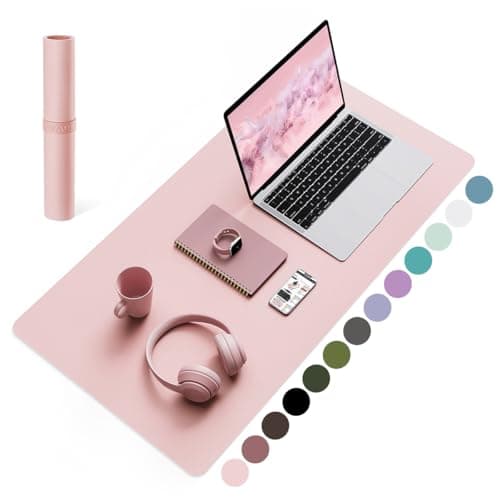 YSAGi Non-Slip Leather Desk Pad Blotter, Waterproof Laptop Computer Desk Keyboard Mat, Table Protector Mat, Large Mouse Pad for Office/Work/Home/Decor(Pink, 31.5" x 15.7")