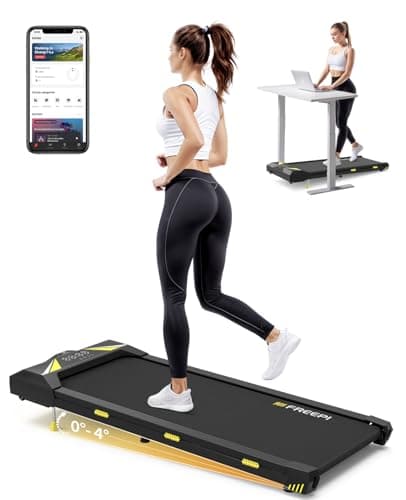 Freepi Walking Pad with Incline, 4 in 1 Portable Treadmill, Under Desk Treadmill for Home Office, with Remote Control, APP