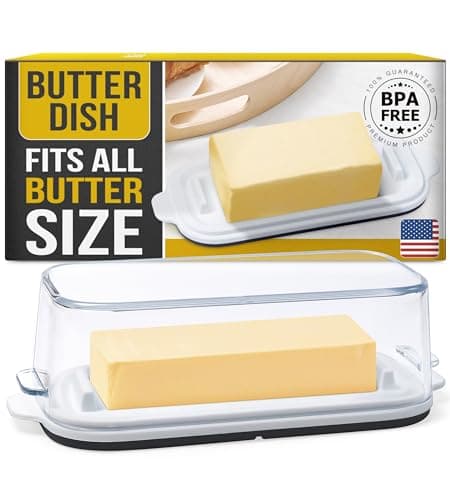 Eparé Butter Dish with Lid for Countertop - Large Covered Plastic Butter Dish - Butter Tray with Lid - Butter Holder, Dishes, Keeper, & Container