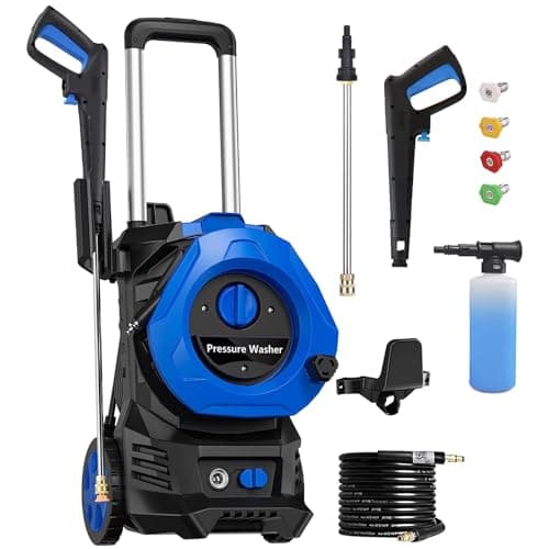 Electric Pressure Washer 4800PSIMax 2.9GPM Pressure Washer with 25 Ft Hose, 16.4 Ft Power Cord, Soap Tank Car Wash Machine Blue Ideal Cleaning for Pool, Car, Patio