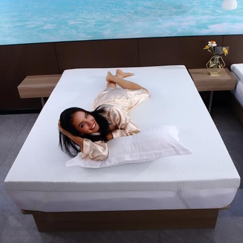 MHRZDSH Full Mattress Topper, 3 Inch Memory Foam Mattress Topper High Density Mattress Pad for Pressure Relief Comfort Cooling Bed Full with Removable Cover and 4 Adjustable Elastic Straps