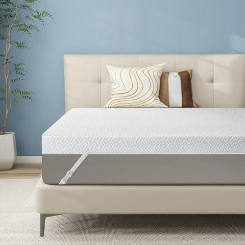 3 Inch Gel Memory Foam Mattress Topper Queen, Soft & Breathable Bed Topper for Pressure Relief, Non-Slip Design with Removable & Washable Cover, CertiPUR-US Certified
