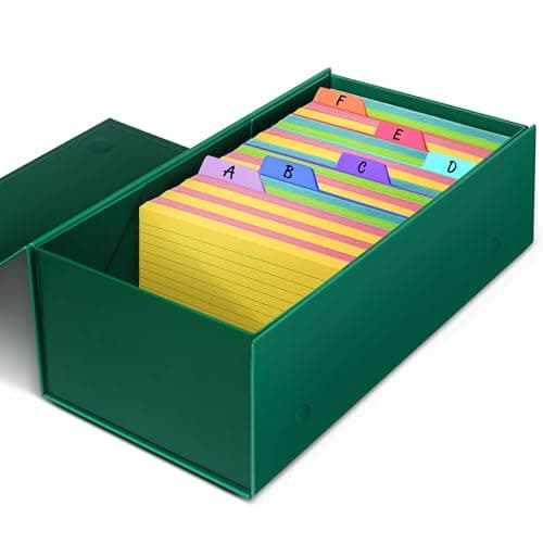 tutata 3x5 Index Card Holder Fits Dividers, 3.5x5.5 Inches Index Card Storage Box, Large Capacity - 1 Pack, Green