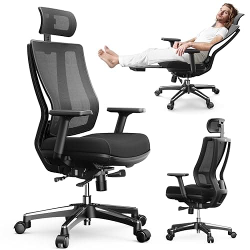 OdinLake L2 Ergo PRO 633 Ergonomic Office Chair with Footrest - Adjustable Seat Depth, 3D Armrests & Lumbar Support, Mesh High Back with Memory Foam Cushion, Gaming Chair with Headrest for Long Hours