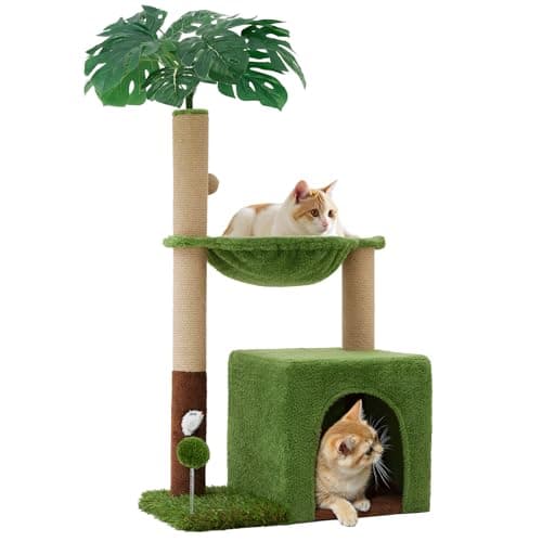 Woochpet 37" Cat Tree Tower for Indoor Cats,2-in-1 Multi-Functional Comfort with Premium Sisal Scratching Post, Cat Cando with Mouse Hole and Plush Toy Ball Large Hammock for Kitty or Small Cats