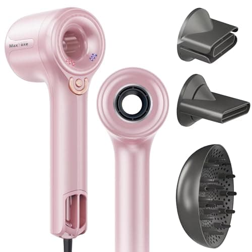 Maxfoxe Hair Dryer with Diffuser, Ionic Blow Dryer with High-Speed Brushless Motor for Fast Drying, Professional Low Noise Hairdryer with 4 Temps & 3 Speeds Settings for Home, Travel