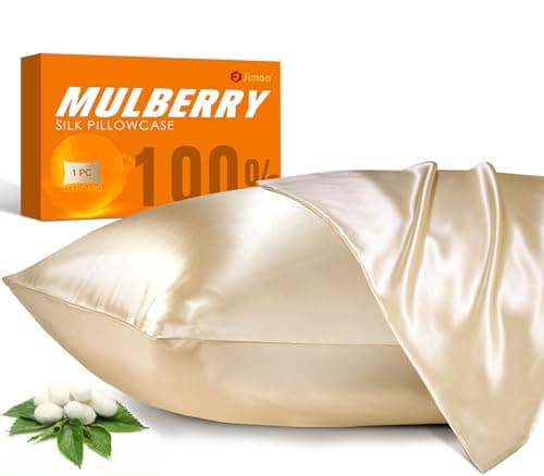 J JIMOO 100% Mulberry Silk Pillowcase for Hair and Skin, 22 Momme Pure Natural Silk Pillow Case Both Sided with Zipper, Pillow Cover for Women Mom Men (Beige, Queen 20''×30'', 2 Pack)
