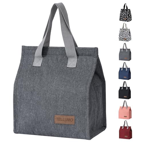 TELLUMO Lunch bag, Insulated Lunch Bag for Women Men Large Lunch Box Container Reusable Leakproof Tote for Office, Work, School, Beach or Travel (Grey)
