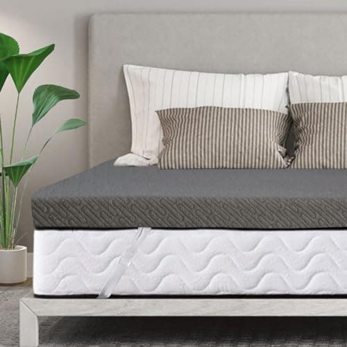 VALUXE 3 Inch Gel Memory Foam Mattress Topper Queen Size High Density Cooling Pad Pressure Relief Bed Topper Grey (with Removable & Washable Bamboo Cover)