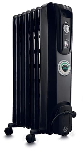 De'Longhi Oil filled Radiator Heater, 1500W Electric Space Heater for indoor use, portable room heater, Energy Saving, full room like office and bedroom with safety features, EW7707CB