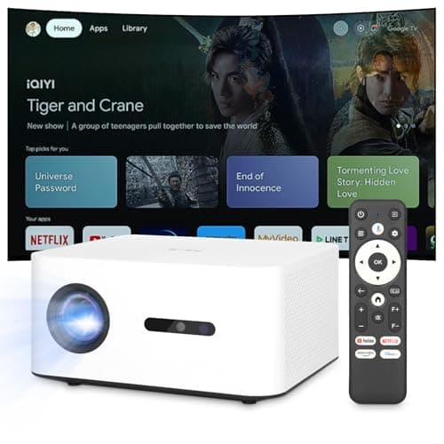 REIIE Google TV Smart Projector with Wifi and Bluetooth, 4K Supported, Auto Focus & Keystone, Dolby Audio, Native 1080P Movie, Portable Mini Projector for Home & Outdoor