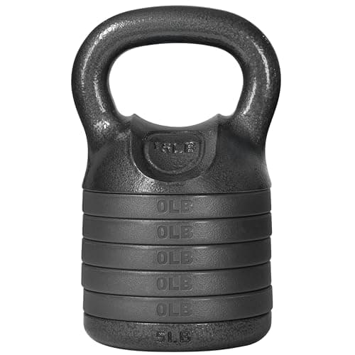 Yes4All Adjustable Kettlebell Set, 20–40 LB Weight Set, Solid Cast Iron Handle with Spacer Disks & Secure Lock, Space-Saving Kettlebell for Home Gym Strength Training, Black