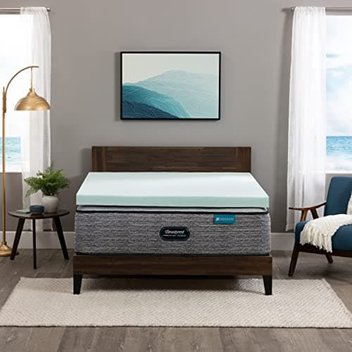 Beautyrest Thermagel Deluxe Cooling Pressure-Relieving Memory Foam Mattress Topper, King, 3-Inch, Blue