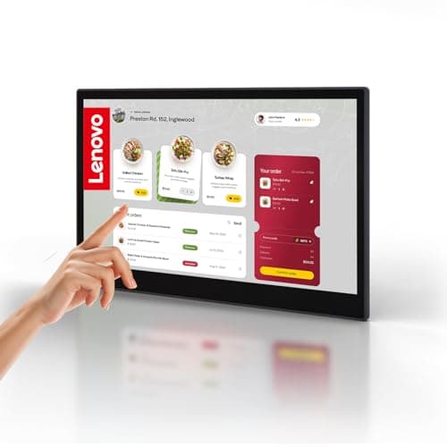 Lenovo 15.6" FHD Touchscreen LCD Monitor – InTOUCH Series, 1920x1080, 10-Point Multi-Touch, USB-C & HDMI, True Flat Design, VESA Mount, Perfect for POS, Retail, Office, Restaurant, Gym, and Kiosks