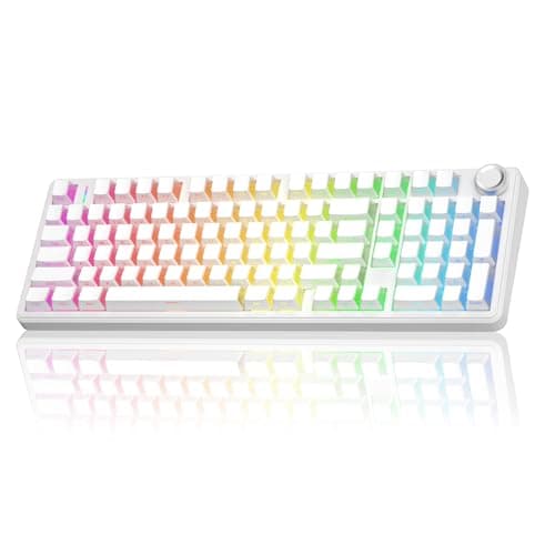 AULA F99 Pro Wireless Mechanical Keyboard-Silent Version,BT5.0/2.4GHz/USB-C Hot Swappable Custom Keyboard,Gasket Structure,Pre-lubed Linear Switches RGB Backlit Computer Gaming Keyboards,White
