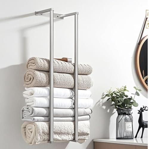 Towel Racks for Bathroom, Towel Holder for Bathroom Wall, 304 Stainless Steel Bathroom Towel Rack Wall Mounted for Storing Towels, Robes, Bathroom Towel Holder with Hooks, Bathroom Towel Storage, Pro
