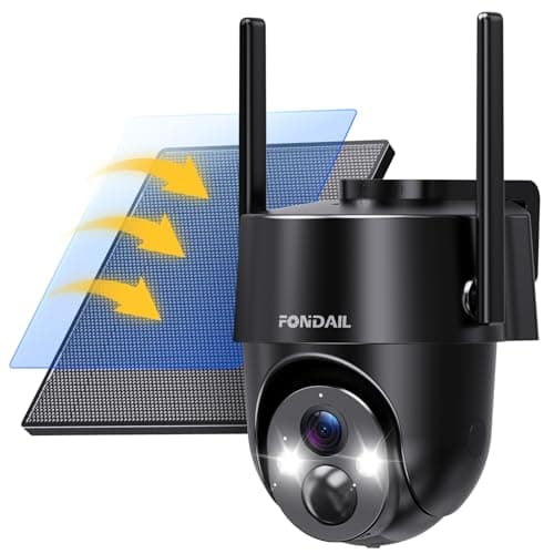 FONDAIL Solar Security Cameras Wireless Outdoor, 2K 360° View Solar Powered WiFi 3MP Security Camera for Home Security with Color Night Vision, PIR Detection, 2-Way Audio, Motion Alert, Easier to use