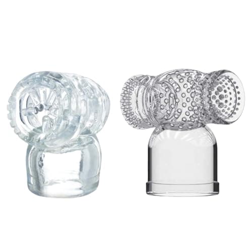 EBIEFLY 2Pcs Handheld Electric Magic Massager Wands Accessories Attachments Soft Silcione Single and Dual Channel Fit for Mini Hitachi Massage Wand (Transparent)