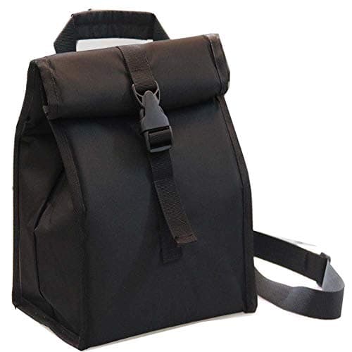 ZM-YOUTOO Insulated Foldable Lunch Bag With Ajustable Strap- Lightweight Portable Lunch Box for Men, Women, Office, Work, Picnic, Hiking and Beach (Black(Hard Fabric))