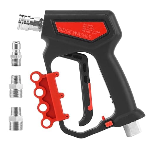 RIDGE WASHER Pressure Washer Gun 5000 PSI with Nozzle Bracket, 12 GPM, Power Washer Trigger Gun with 1/4" Quick Connector, 360° Swivel 3/8'' NPT Thread, M22-14 mm and M22-15 mm Fitting
