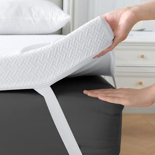 3 Inch Memory Foam Mattress Topper Queen Size, High Density Mattress Pad for Back Pain Relief, Ventilated with Removable & Washable Cover, CertiPUR-US Certified