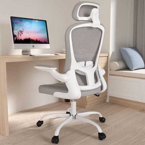 Office Chair, High Back Ergonomic Desk Chair, Breathable Mesh Desk Chair with Adjustable Lumbar Support and Headrest, Swivel Task Chair with flip-up Armrests, Executive Chair for Home Office