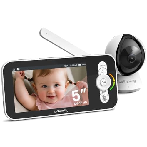 Leivewlity Baby Monitor No WiFi with Camera and Audio, 5" 1080P HD Screen with 1100ft Range, 5000mAh Battery, 8X Zoom, Infrared Night Vision, VOX, 2-Way Talk, Photo & Video Record for Crib, Nursery