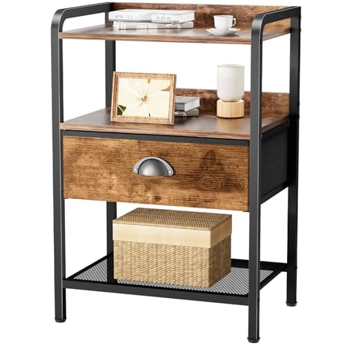 Night Stand Side Table Drawer Nightstand Storage Drawers Bedside Table Metal Shelf Nightstands Bed Side End Tables Living Room Chest Organizer Dresser for Bedroom Dorm Furniture Entryway Table Simple