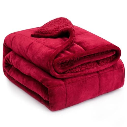 Lofus Weighted Blanket for Adults(15 lbs, 48" x 72"), Throw Heavy Blanket Machine Washable, Soft Weighted Blankets for Stress Relief and Sleep Promotion,Burgundy