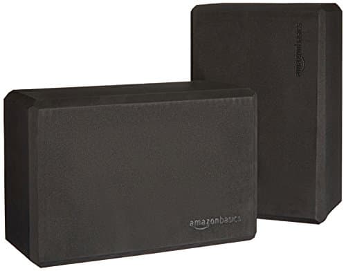 Amazon Basics Non-Slip Yoga Blocks, Set of 2, Deepen Poses, 4" x 9" x 6", Black