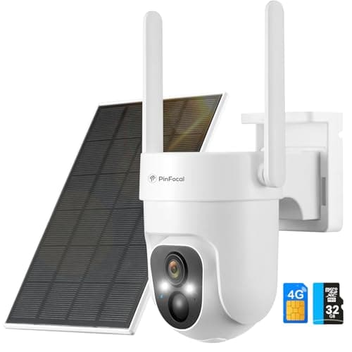 PinFocal 4G LTE Cellular Security Camera Wireless Outdoor, No WiFi Needed, 2K Color Night Vision, 360° View Pan/Tilt, 2 Way Talk, PIR Motion Sensor, Built-in SIM Card (Support Verizon/AT&T/T-Mobile)