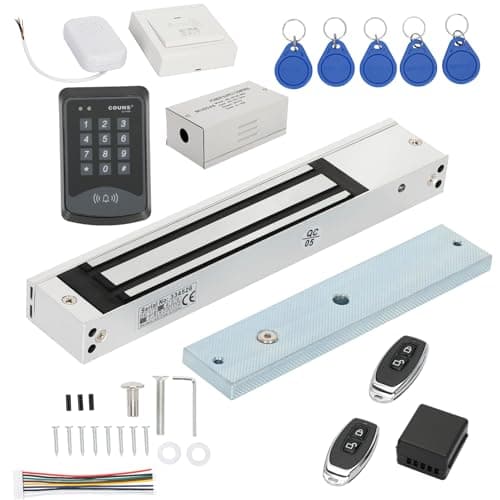 Access Control System RFID 600 lbs Electromagnetic Door Lock with Two Remotes Equipped with Five Access Keys Built-in Alarm Tone 110V Power Supply