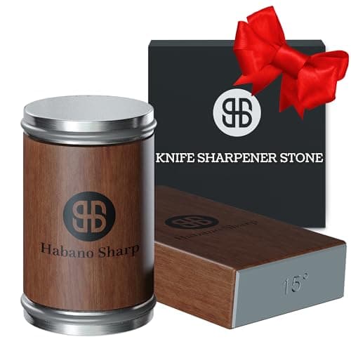Habano Sharp Rolling Knife Sharpener Kit - Diamond Sharpening Tool for Steel of Any Hardness, Knife Sharpener Stone with 15 & 20 Degree Magnetic Angle Support for Kitchen Knives, Easy to Use(Brown)