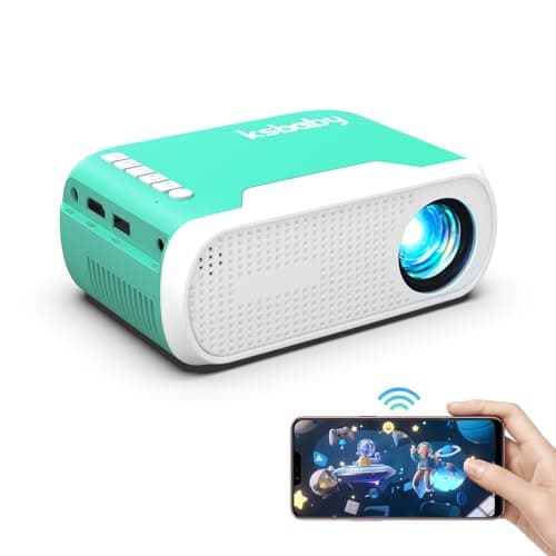 ksbaby Mini Projector WiFi Home Theater Portable Projector, Phones Can Be Connected to The Movie Projector Via WiFi or Via Data Cable, Compatible With Smartphone/ Tablet/ Laptop/ TV Stick/ USB Drive