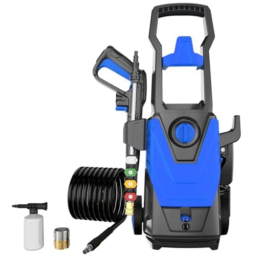 DECOKTOOL Electric Pressure Washer, 4800PSI Max 3.0GPM Power Washer Electric Powered with 20FT Hose, 35FT Power Cord, 4 Nozzles Foam Cannon High Pressure Washer for Car Patio Garden Fences(Bule)