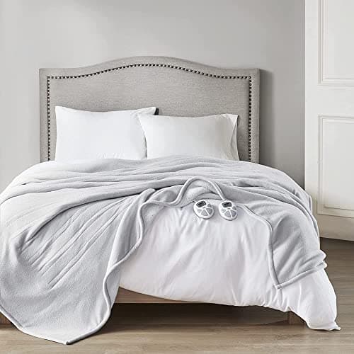 Serta Reversible Fleece to Sherpa Electric Blanket, Fast Heating, Auto Shut Off Timer, Multi Heat Setting, ETL Certified, Machine Washable, Smoke Grey Queen 90"x 84"