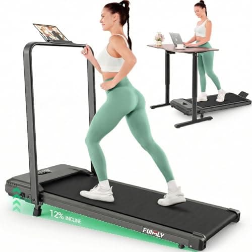 FUNMILY Walking Pad Treadmill with Incline, Foldable Treadmills for Home Office, Portable Walking Pad 300lbs Capacity, Remote Control, 2s Folding Treadmill(Dark Black)