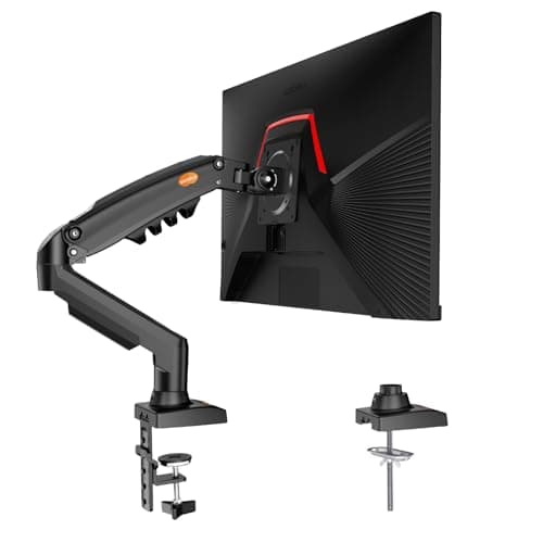 KOORUI Single Monitor Mount, Rotation, Swivel, Tilt, Adjustable Gas Spring Display Arm Fits 17-32inch, 4.4-19.8lbs Screen, Monitor Stand for Desk with C-clamp/Grommet Mounting Base