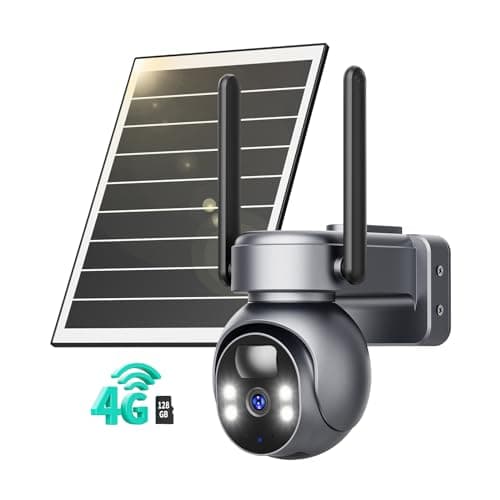 LIWAN 4G LTE Cellular Security Camera with 128G Memory Card, No WiFi Security Camera, Solar Powered, 2K Color Night Vision, PIR Motion Detection, 360° Live View, 2 Way Talk, Built-in SIM Card