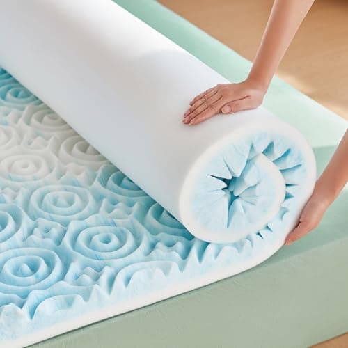 LINSY LIVING 3 Inch Queen Soft Cooling Gel Infused Memory Foam,5 Zones Mattress Topper,Queen Size Bed Topper, CertiPUR-US Certified