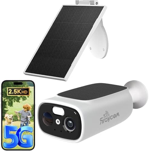 Rraycom 2.5K Solar Security Cameras Wireless Outdoor, Tuya Smart Camera,2-Way Talk, Color Night Vision, PIR Motion Detection,Spotlight/Siren, Alexa, Waterproof,No Monthly Fee