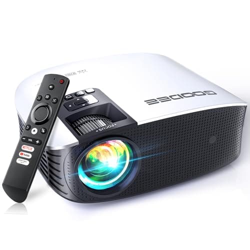 GooDee Smart 4K Projector with 5G WIFI and Bluetooth, Built-in Apps, Dolby Audio, 800ANSI Outdoor Projector, 400" Zoom Home Theater Projector Compatible with TV Stick,iOS,Android