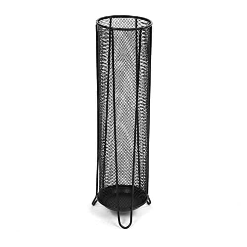 Mind Reader Umbrella Stand, Walking Cane Rack, Wrapping Paper Holder, Entryway, Metal Mesh, 5.5"L x 5.5"W x 20.5"H, Black